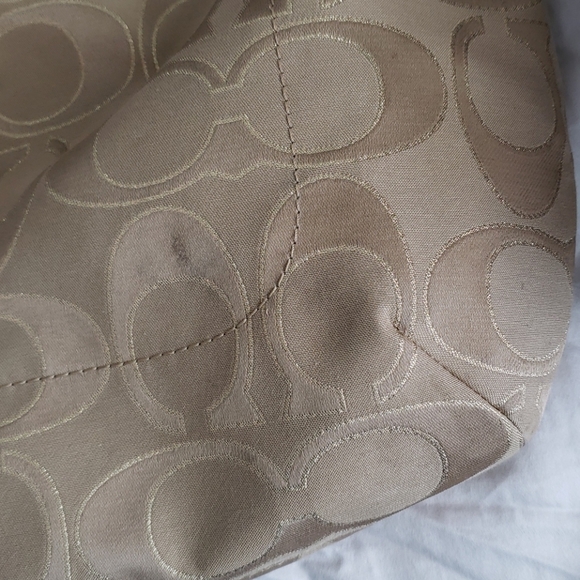 Coach Poppy Gold Metallic Signature Sateen Tote - Picture 9 of 10